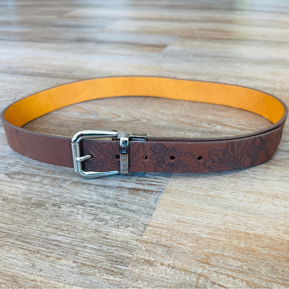 Velez reversible Floral Embossed Brown and Tan Women's Belt